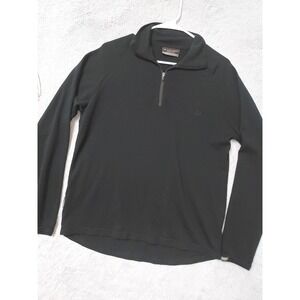 Icebreaker Pullover Mens Large Bodyfit 260 Merino Wool Quarter Zip Black HOLE